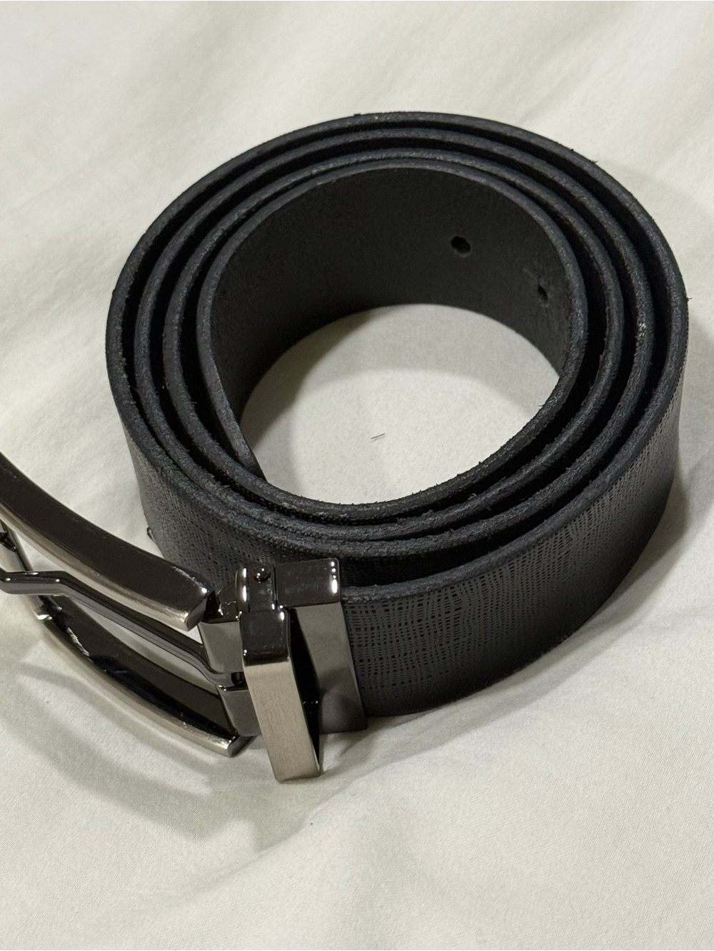NAB Men's Black full grain Leather Belt with Polished Buckle.  Fits up to 40”.